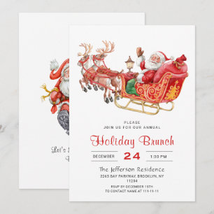 Santa Sleigh Holiday Brunch Kerstfeest Kaart
