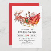 Santa Sleigh Holiday Brunch Kerstfeest Kaart (Voorkant / Achterkant)