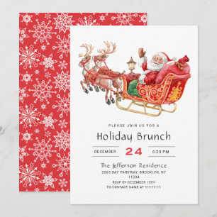 Santa Sleigh Holiday Brunch Kerstfeest Kaart
