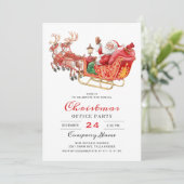 Santa Sleigh Holiday Corporate Kerstparty Kaart (Staand voorkant)
