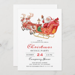 Santa Sleigh Holiday Corporate Kerstparty Kaart