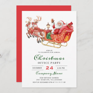 Santa Sleigh Holiday Corporate Kerstparty Kaart