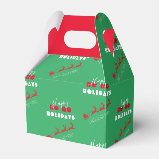 Santa Sleigh Holiday Green Favor Box Bedankdoosjes (Voorkant Zijde)