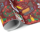 Santa Sleigh Holiday Icons Feestelijke Kerstcadeau Cadeaupapier (Rol Hoek)