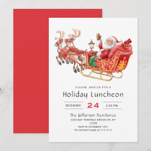 Santa Sleigh Holiday Luncheon Kerstfeest Kaart