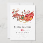 Santa Sleigh Holiday Luncheon Kerstfeest Kaart (Voorkant)