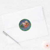 SANTA, SLEIGH & HOLLY door SHARON SHARPE Ronde Sticker (Envelop)