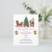  Santa sleigh & Kerst Party Invitation (Staand voorkant)