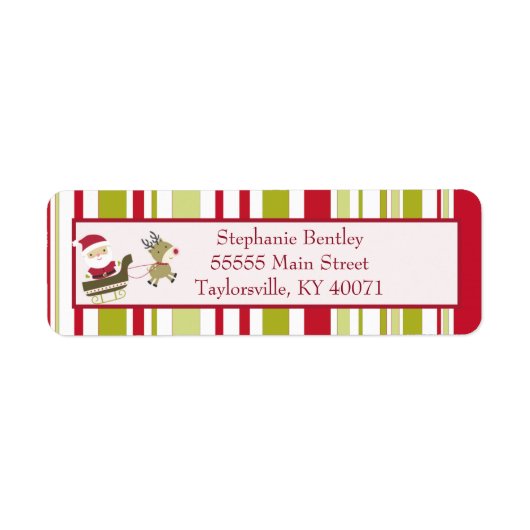 Santa Sleigh Kerst retour adres label (Voorkant)