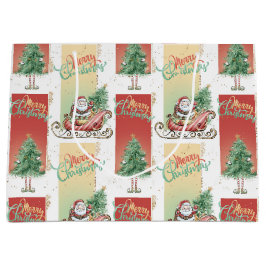 Santa Sleigh Kerstboom Gift Bag Groot Cadeauzakje