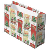Santa Sleigh Kerstboom Gift Bag Groot Cadeauzakje (Voorkant Gekanteld)