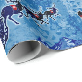 Santa sleigh kerstinpakpapier, flessenpapier uit F Cadeaupapier (Rol Hoek)