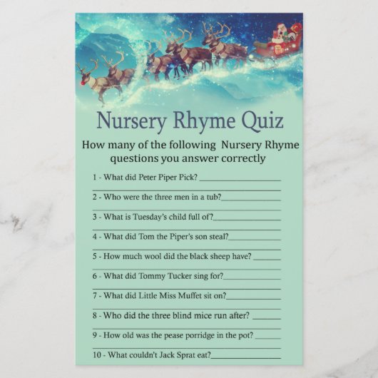 Santa Sleigh Kerstkerniery Rhyme Quiz (Voorkant)