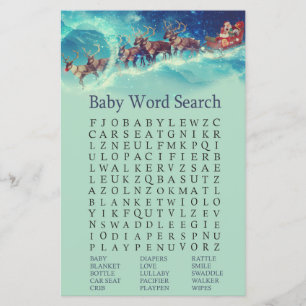 Santa Sleigh kerstmis Baby shower Word Search