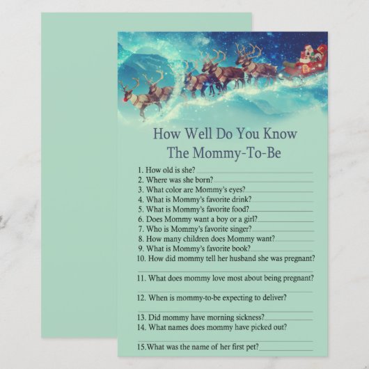 Santa Sleigh Kerstmis hoe goed je het spel kent (Voorkant / Achterkant)