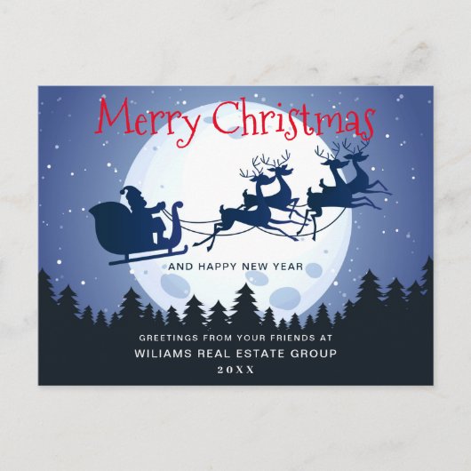 Santa Sleigh Kerstmis Vakantie Corporate Groet Briefkaart (Voorkant)