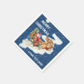 Santa Sleigh Merry Kerstkins Servetten (Hoek)