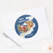 Santa Sleigh Merry Kerstmis Ronde Sticker (Envelop)