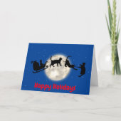 Santa sleigh met grappige katten gevouwen feestkaa feestdagen kaart (Voorkant)