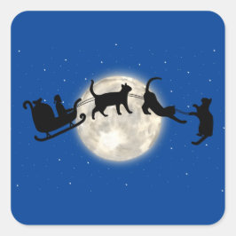 Santa sleigh met grappige Sticker katten