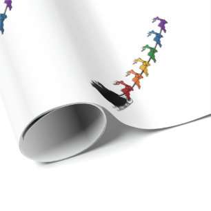 Santa Sleigh met regenboogrender Cadeaupapier
