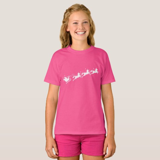 Santa Sleigh met Unicorns T-shirt (Voorkant volledig)