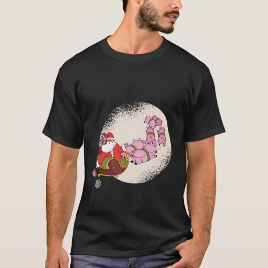 Santa Sleigh met vliegende varkens en T-shirt (Voorkant)