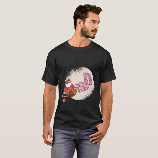 Santa Sleigh met vliegende varkens en T-shirt (Voorkant volledig)