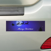 Santa Sleigh Moon Merry Kerstmis Bumpersticker (Op auto)