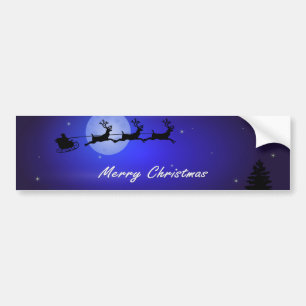 Santa Sleigh Moon Merry Kerstmis Bumpersticker