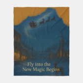 Santa Sleigh Night Sky Christmas Magic New Year  Fleece Deken (Voorkant)