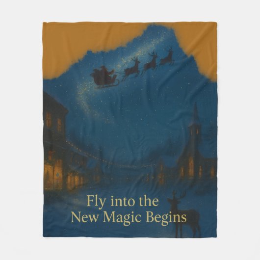 Santa Sleigh Night Sky Christmas Magic New Year  Fleece Deken (Voorkant)
