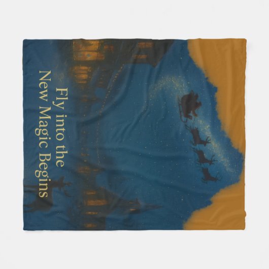 Santa Sleigh Night Sky Christmas Magic New Year  Fleece Deken (Voorkant (Horizontaal))