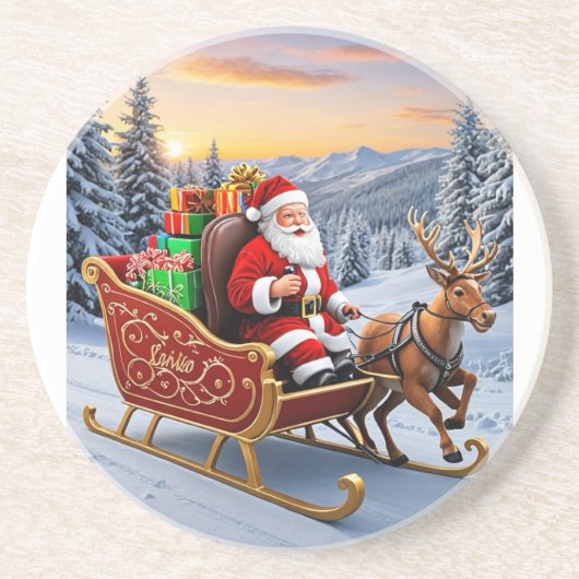 Santa sleigh onderzetter (Voorkant)