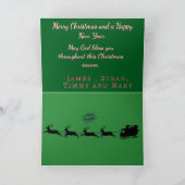 Santa Sleigh over Red Moon Blessisngs Feestdagen Kaart (Binnen)