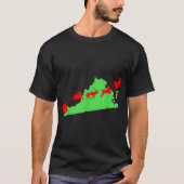 Santa Sleigh Over Virginia Christmas State Silhoue T-shirt (Voorkant)