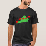 Santa Sleigh Over Virginia Christmas State Silhoue T-shirt<br><div class="desc">Santa Sleigh Over Virginia Christmas State Silhouette</div>