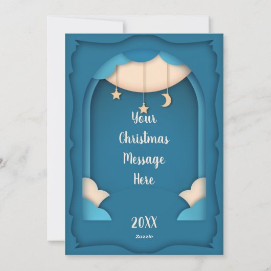 Santa Sleigh papier uitgesneden Feestdagenkaart (Achterkant)