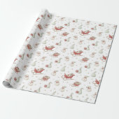 Santa Sleigh Pattern Cadeaupapier (Uitgerold)