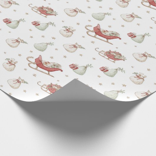 Santa Sleigh Pattern Cadeaupapier (Hoek)