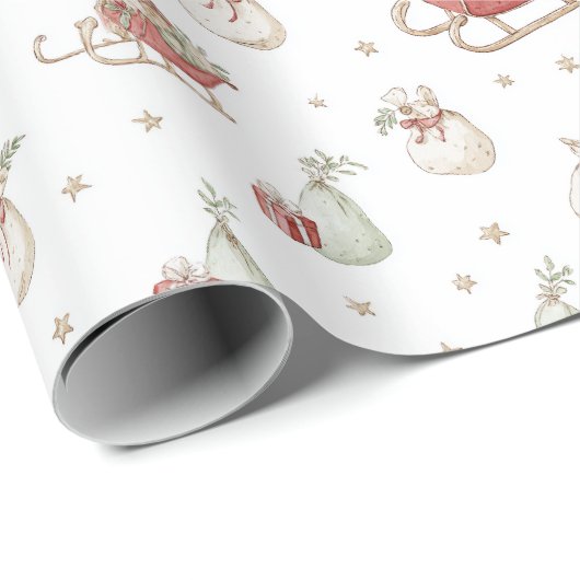 Santa Sleigh Pattern Cadeaupapier (Rol Hoek)