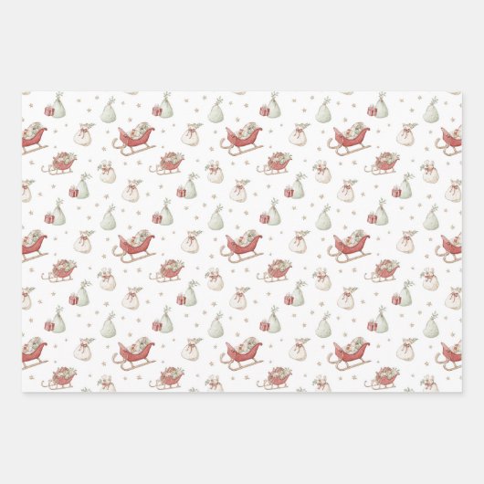 Santa Sleigh Pattern Inpakpapier Vel (Voorkant 3)