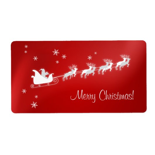Santa Sleigh Red Christmas-label Etiket (Voorkant)