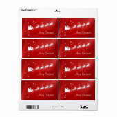 Santa Sleigh Red Christmas-label Etiket (Full Sheet)