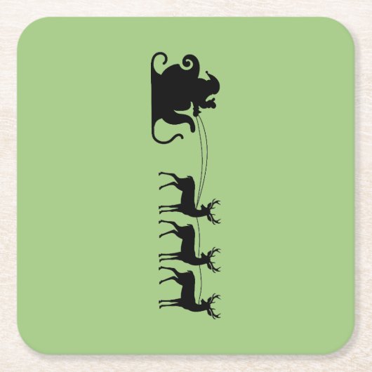 Santa sleigh reindeer kartonnen onderzetters (Voorkant)