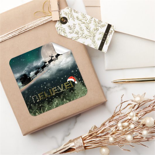 Santa Sleigh Reindeer Kerst sticker