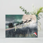 Santa Sleigh Reindeer Kerstfeest Uitnodiging (Staand voorkant)