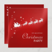 Santa Sleigh Reindeer Kerstfeest uitnodiging (Voorkant / Achterkant)