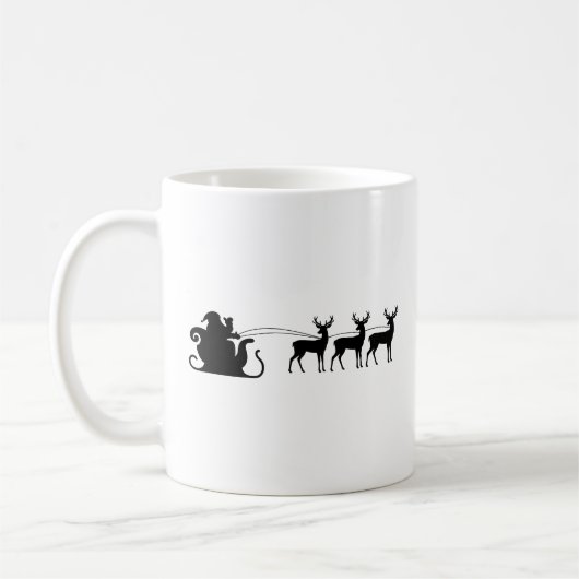 Santa sleigh reindeer koffiemok (Links)