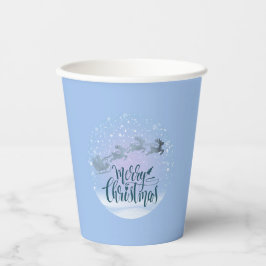 Santa Sleigh & Reindeer Merry Christmas Papieren Bekers